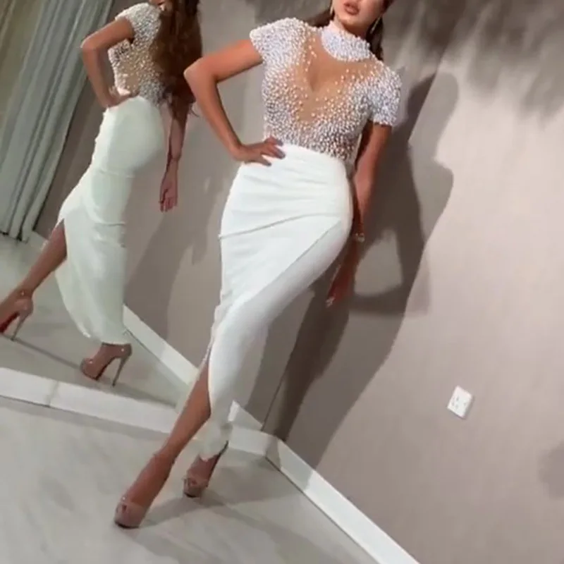 

Linglewei New Spring and Summer Women's Dress Sexy & Club O-Neck Patchwork Rivet easy matching Slim Elegant dress