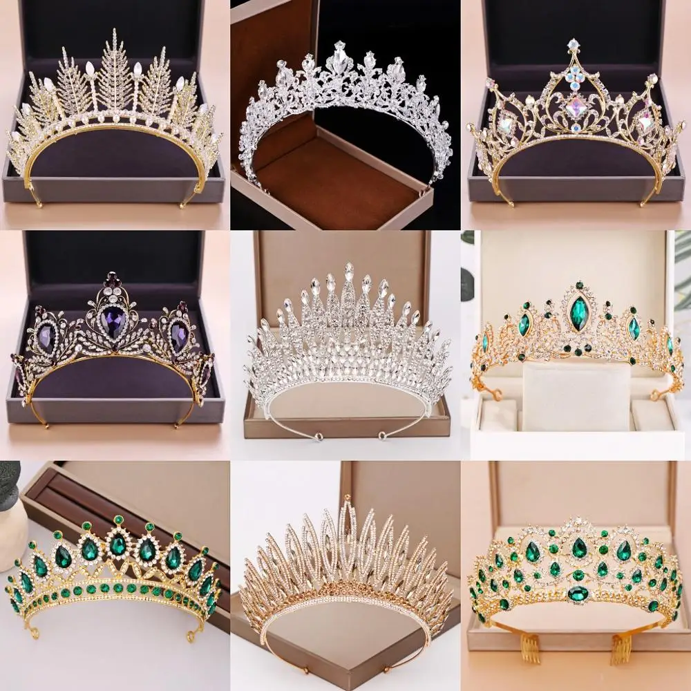 

Wedding Crown Bridal Headpiece Gold Silver Color Rhinestone Crystal Diadem Queen Crowns Princess Tiaras Wedding Hair Accessories