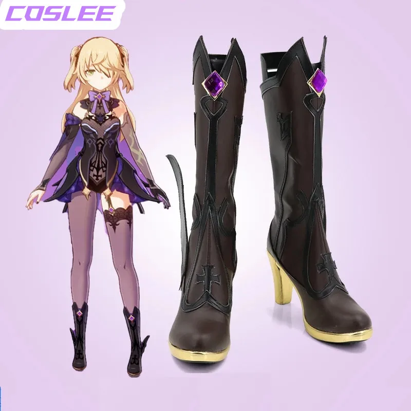 

COSLEE Genshin Impact Fischl Boots Halloween Cosplay Shoes High Heels For Women Girls PropNew Hot Game