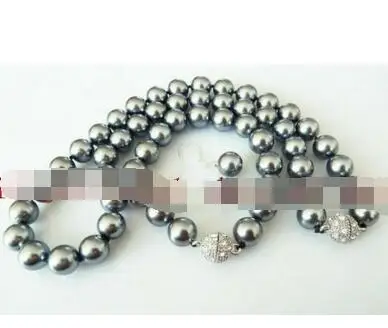 

12MM Natural White South Sea Shell Pearl Necklace Bracelet Earrings Set AAA