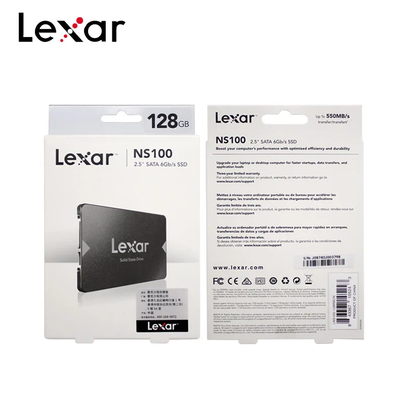 Lexar NS100 SATAIII SSD 512 ГБ 256 128 2 5 &quotВнутренний твердотельный накопитель 550 МБ/с./с жесткий