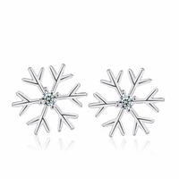 simple micro inlaid zircon snowflake ear studs christmas earrings
