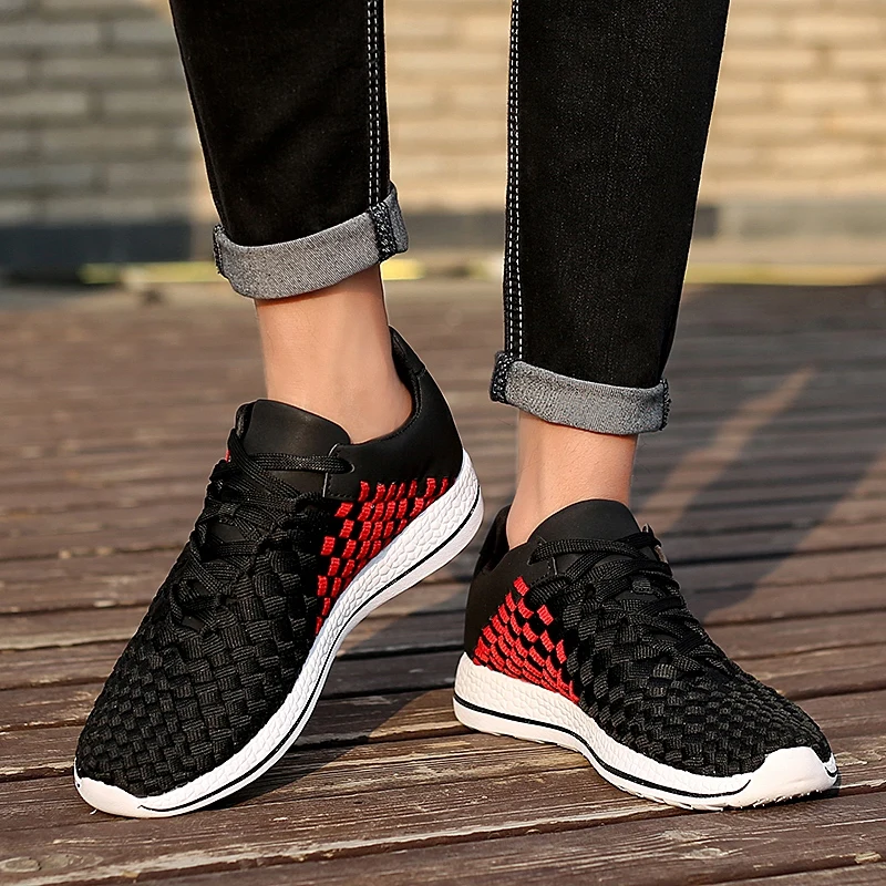 SMS Men Running Shoes Fashion Outdoor Woven Shoes Light Sports Shoes Flats Breathable Non-slip Wear-resistant Shoes Sneakers