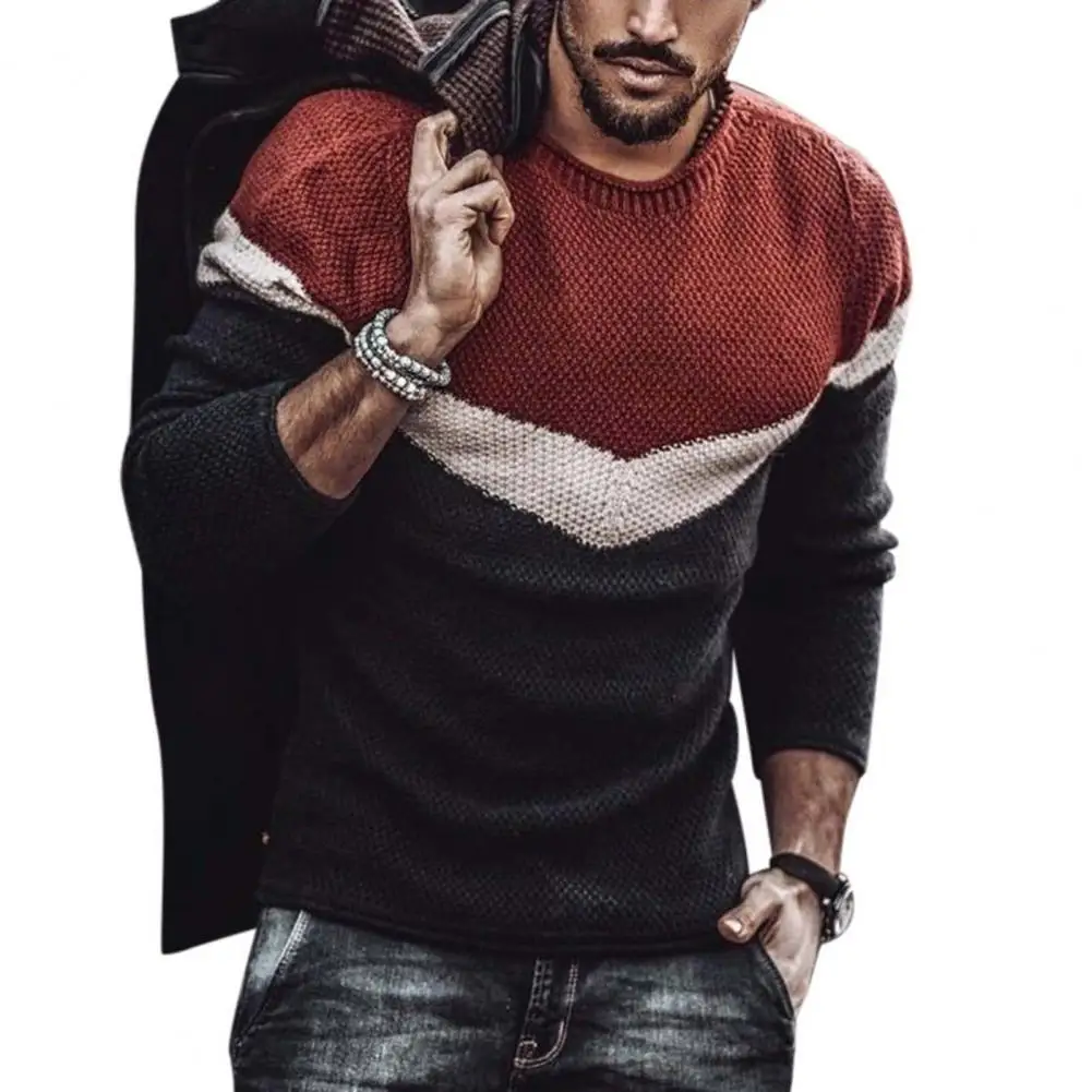 

2021 Winter Casual Sweater Men Patchwork Simple Men Pullovers Sweater Warm-keeping Knitted Tops Oversize