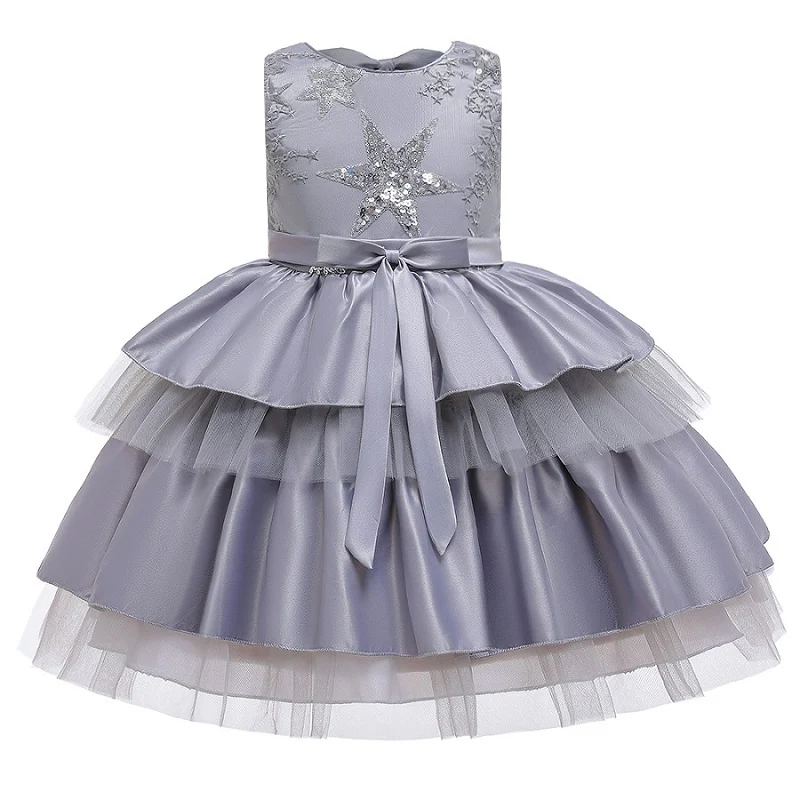 

Flower Girl Princess Wedding Party Star Embroidery Banquet Dress Girl Christmas Festival Party Dinner Official Party Star Dress
