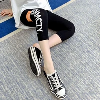 kids fashion leggings for summer girls sport cotton leggings side letter teenager five pants stretch tights pencil trousers