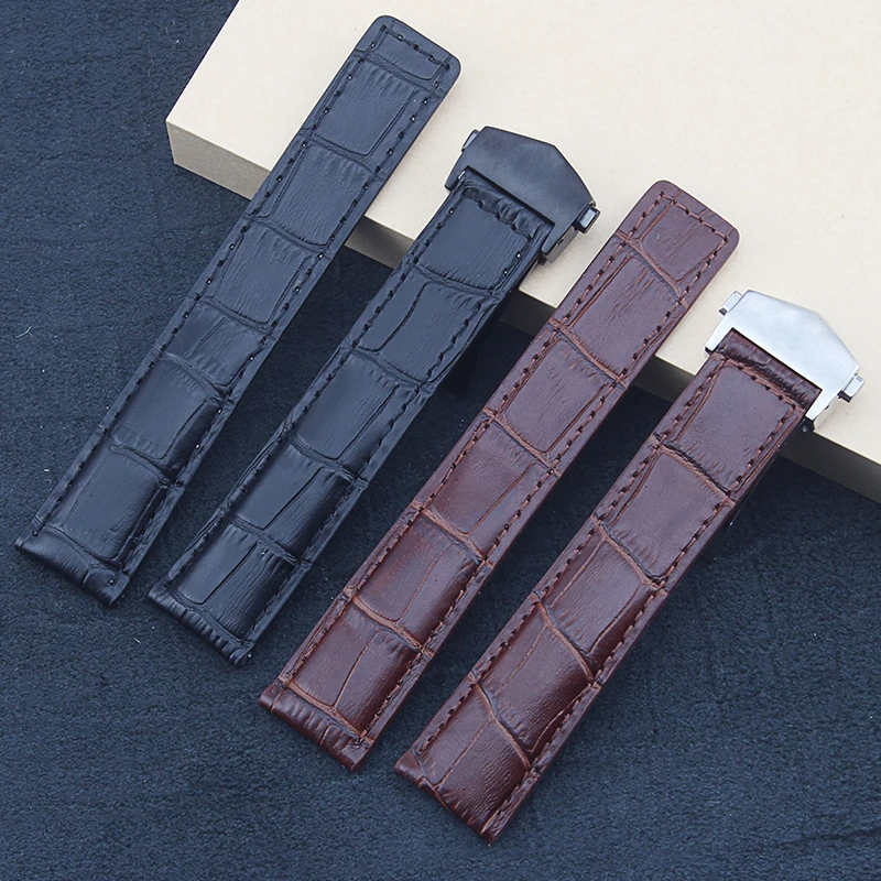 Ремешок для часов из натуральной кожи с тиснением под крокодила 22 мм|Ремешки