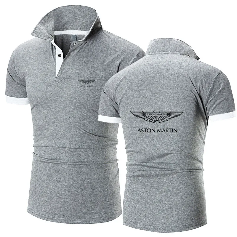 

ASTONMARTIN Car LOGO Men's Short Sleeve Polo Fashion Short Sleeve Lapel Polo Shirt Top T-shirt