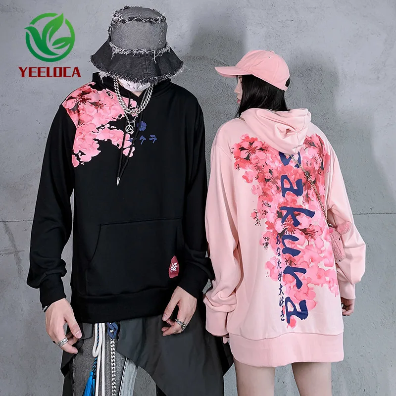 Толстовка в стиле хип хоп с принтом сакуры романтичная пара цветов осенне зимняя
