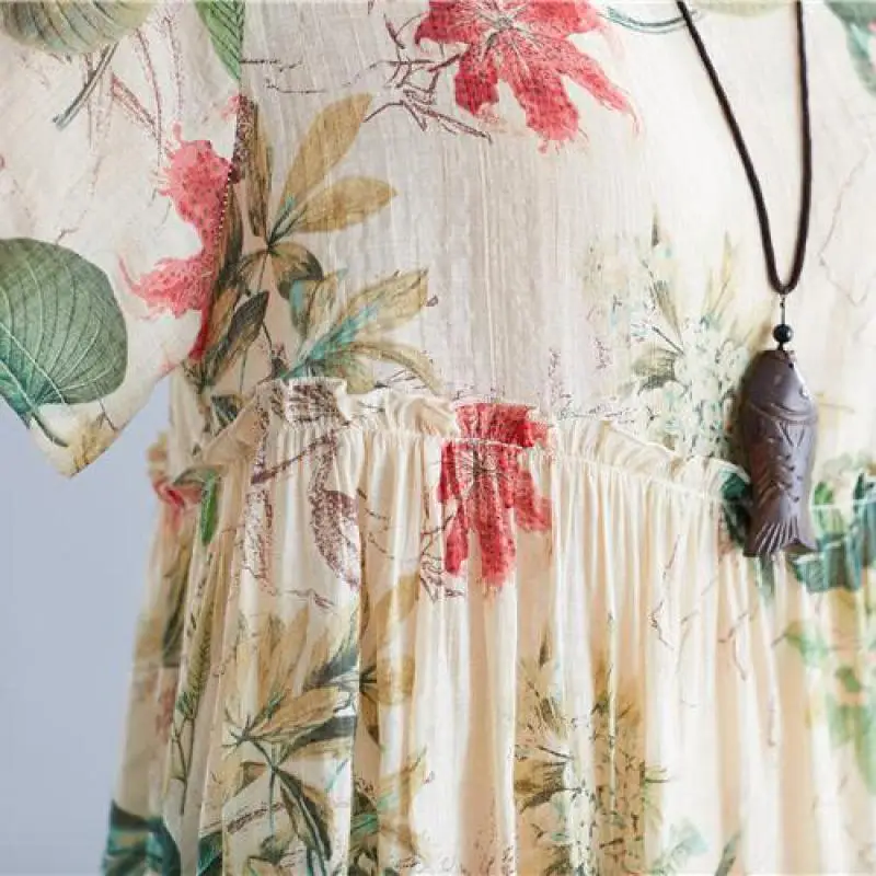 

Summer Korean Retro Patchwork Print O-neck Short Sleeve All-match T-shirts New Loose Comfortable Women Tops