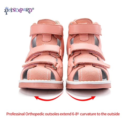 Ортопедические детские босоножки Princepard с высокой спинкой, корректирующие сандалии для поддержки свода стопы, с регулируемым ремешком, новинка на лето