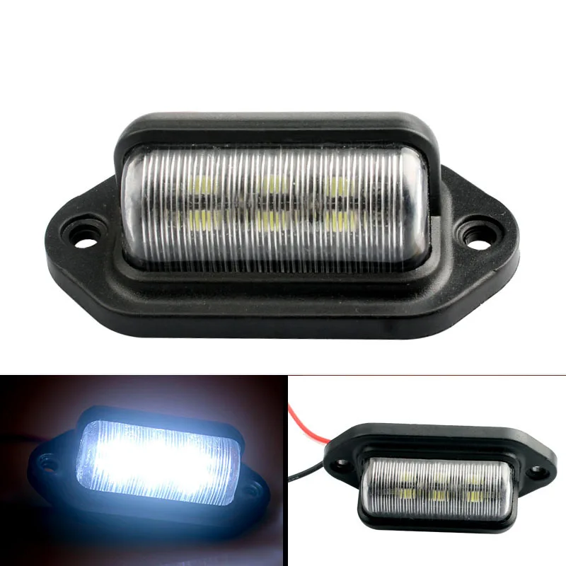

Sell Well Waterproof 2 Pcs 6 LEDs License Plate Light Rear Light Trailer Step Lamp For Car Boat RV Truck 12V License Plate Light