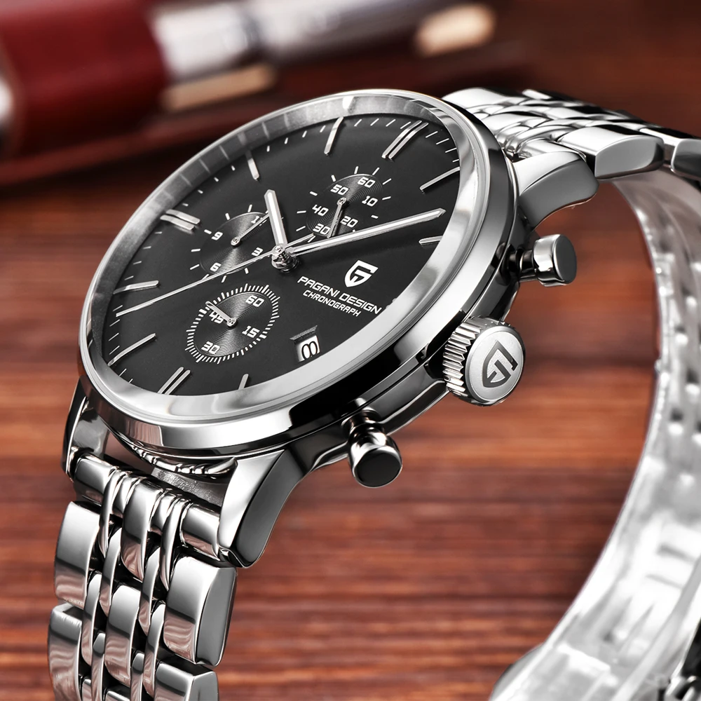 Бренд класса люкс водонепроницаемые 30 метров кожа Япония Seiko VK67 движение