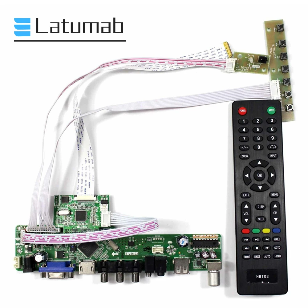 

Latumab Controller Board for N156BGE / N156BGE-E42 eDP 15.6" LCD Display Matrix TV+HDMI+VGA+USB 1366×768 Driver Board