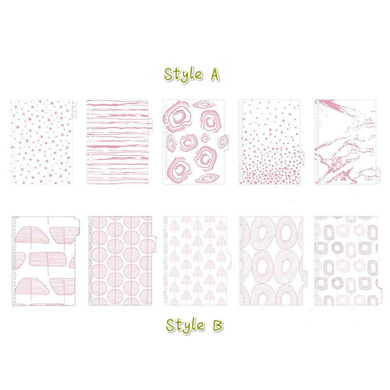 5pcs A5/A6 Inner Pages Organizer Pink Notebook Index Paper Separator Stationary 6 Holes Loose Spiral Dividers | Канцтовары для