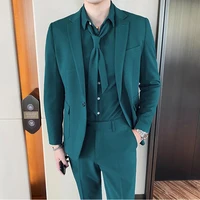 jacketsshirtspants 2021 clothing men spring high quality cotton business blazersmale slim fit three piece suit groom dress