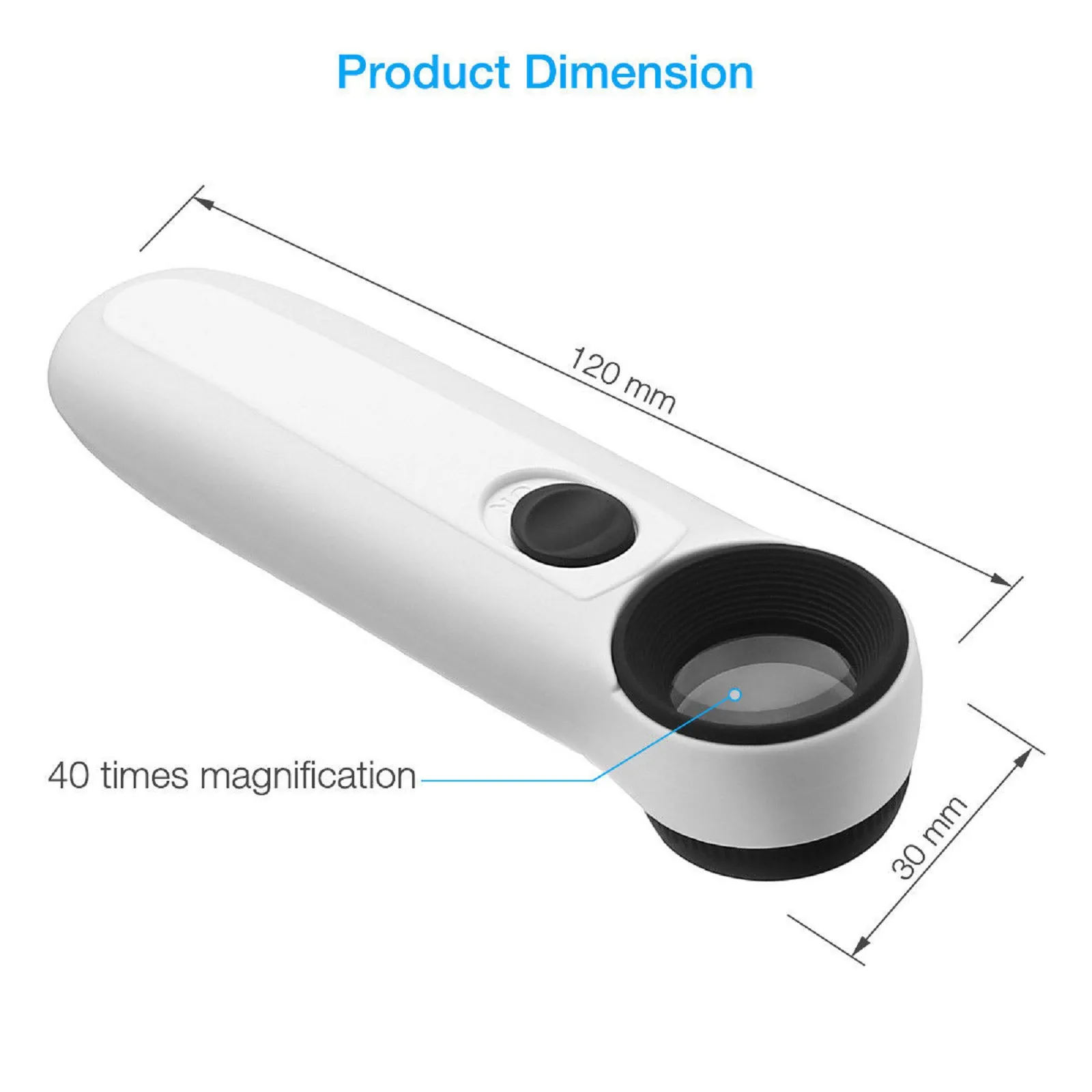 

40X Magnifier Magnifying Glass Handheld with 2 LED Light Jeweler Eye Jewelry Loupe Loop