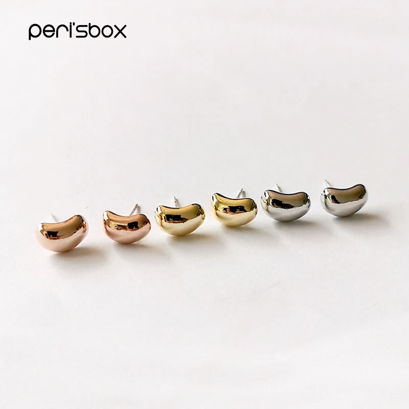 Женские маленькие серьги гвоздики Peri'sBox 3 цвета розового золота массивные