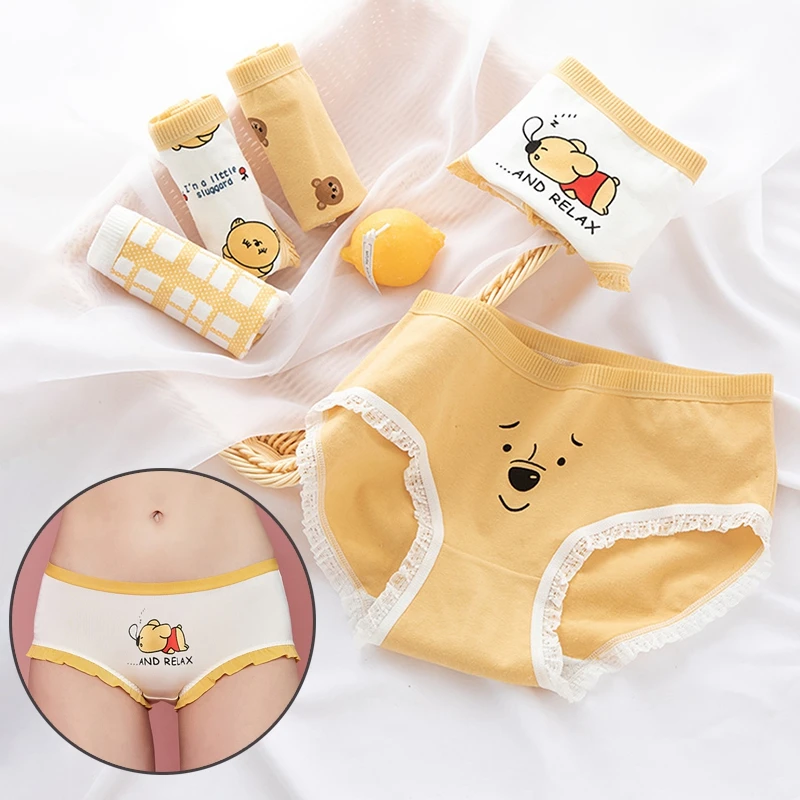

Cartoon Girls Panties Cotton Underwear Children Cute Bear Underpant Breathable Briefs Lingeries Panties for 12-16Y 4pc/set