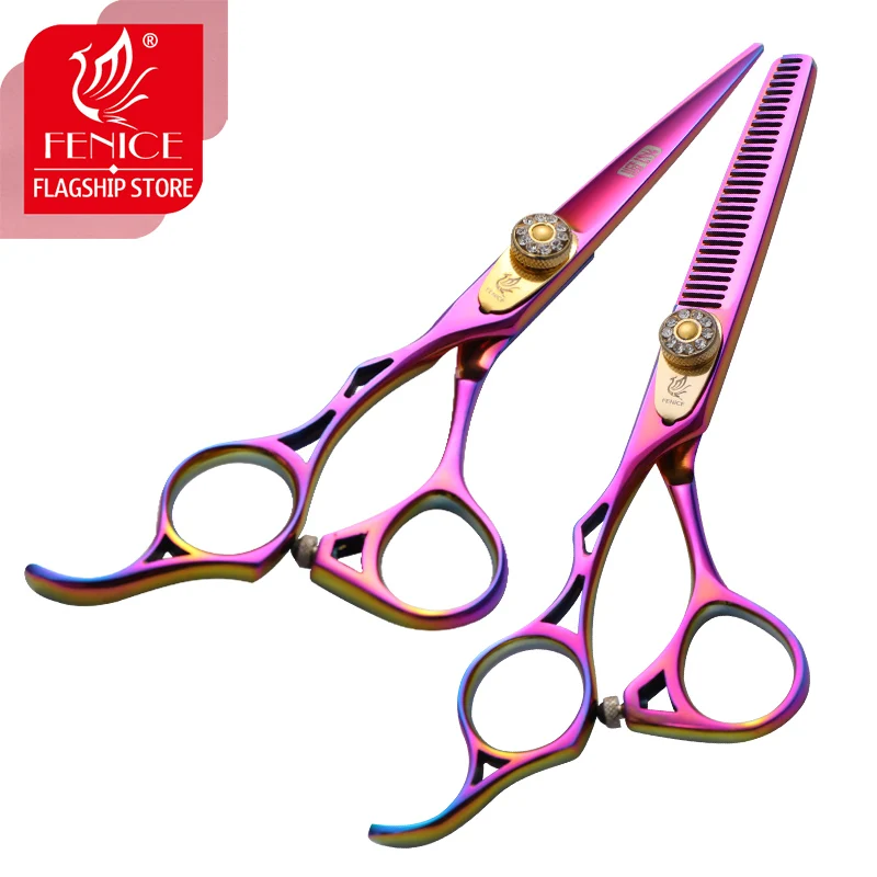 Fenice Professional Left Handed 5.5 inch Hair Scissors Set Hair Cutting &Thinning Scissors Hairdressing Shears Set