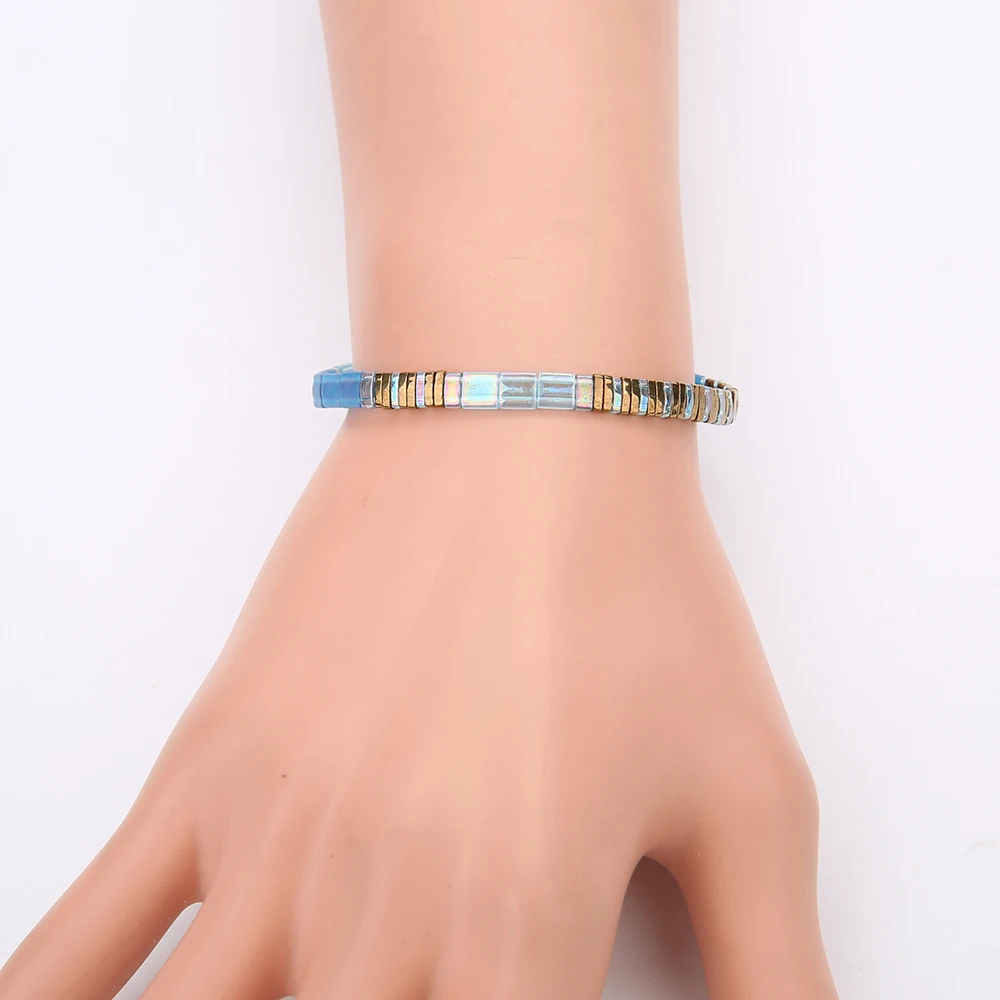 Rttooas новинка простой браслет плоский растягивающийся квадратный для женщин и