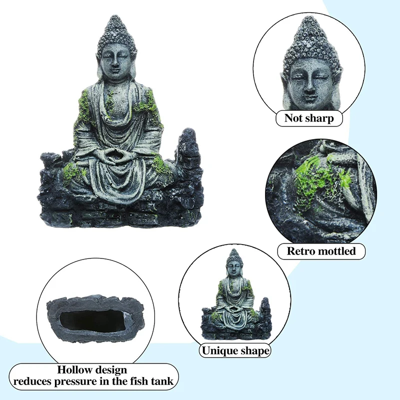 Fish Tank Buddha Decoration Accessories Resin Zen Hiding Place Simulation Gifts Turtle Reptiles Decor Aquarium | Дом и сад