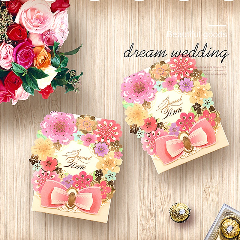 

50pcs Modern Event Party Supplies Paper Wedding Decoration Baby Shower Flower Pink Bowknot Butterfly Favors Guest Candy Box