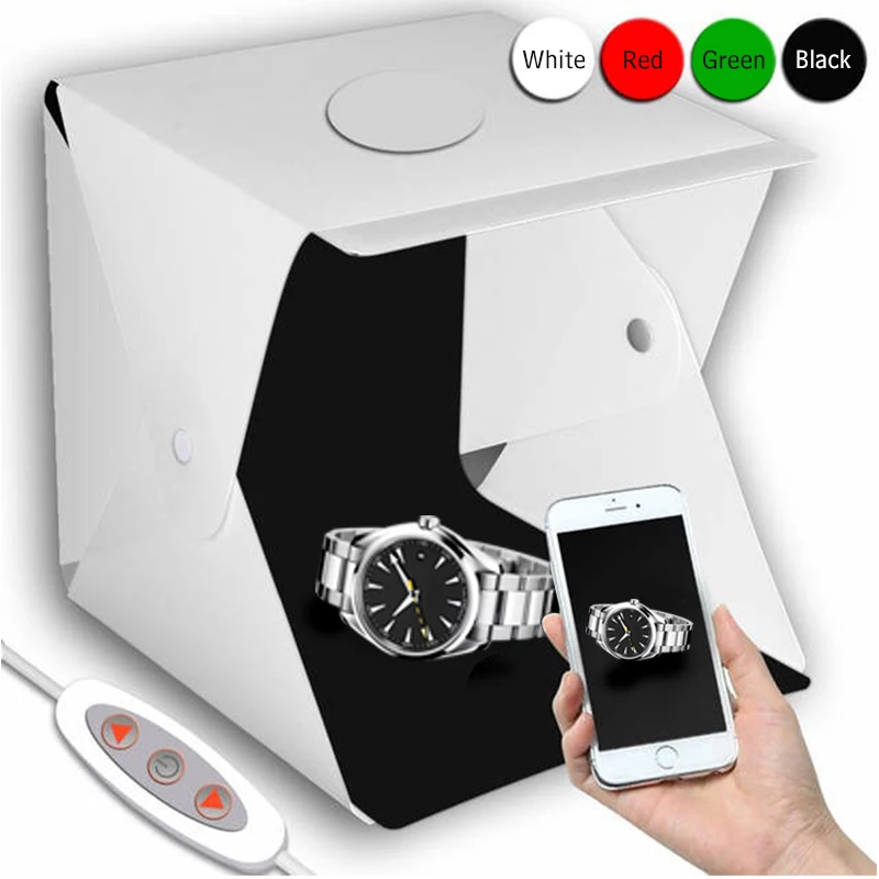 2 светодиодный 40*40 Фотофон для камеры софтбокс Складная фотостудия регулируемая