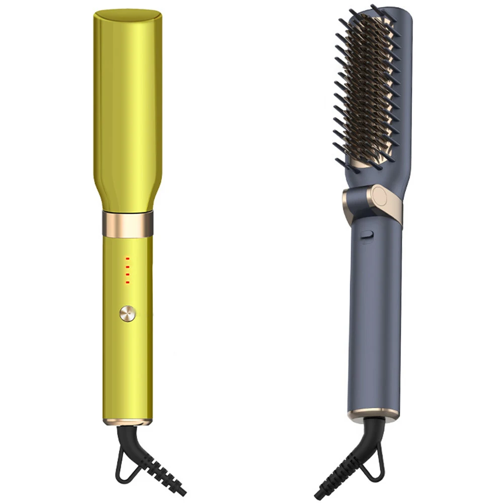 

2 in 1 Foldable Hair Straightener Negative Ion Electric Straightening Iron Comb Curling Comb Hair Straightener Styler Tool