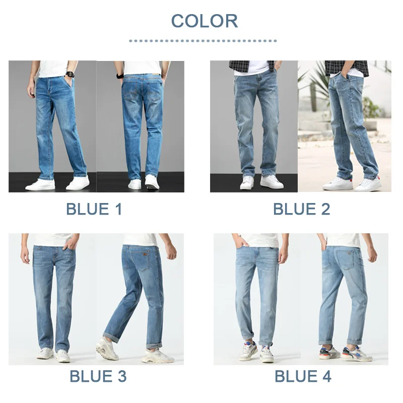 2021 Men's Jeans Spring and Autumn Mid-Waist Casual Jeans Fashion Straight-Leg Pants Cotton Casual Trousers Men's Bottoms 18-35Y