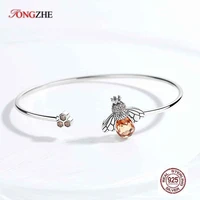 tongzhe 925 sterling silver bee and honeycomb braceletsbangles for women lovely crystal famous brand jewelry fashion 2019