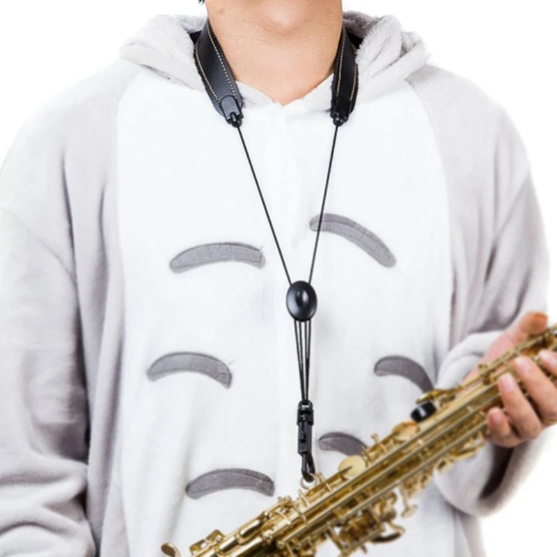 

Adjustable Saxophone Sax Leather Nylon Padded Neck Strap with Hook Clasp