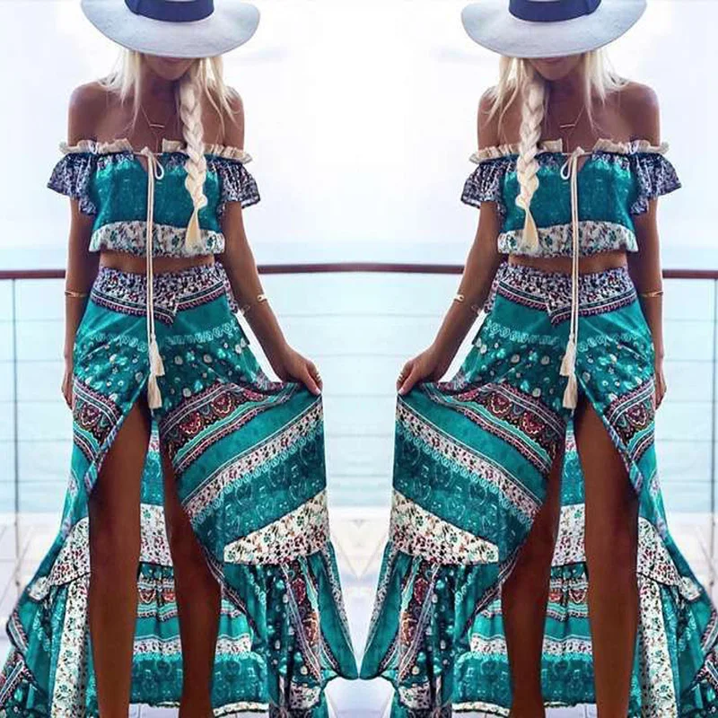 Модные женские летние топы в богемном стиле с цветочным принтом и открытыми