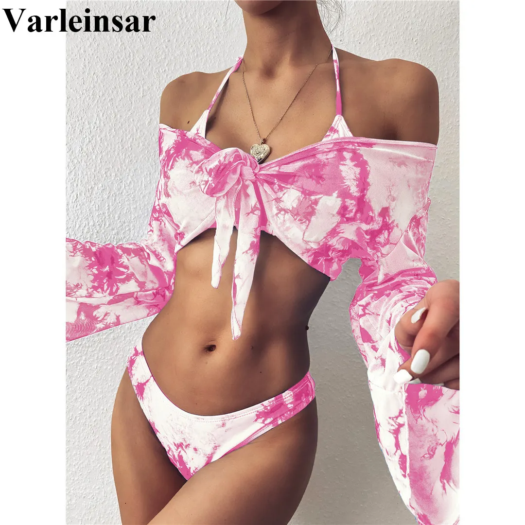 Новинка 2021 бикини с галстуком краской Женская купальная одежда женский