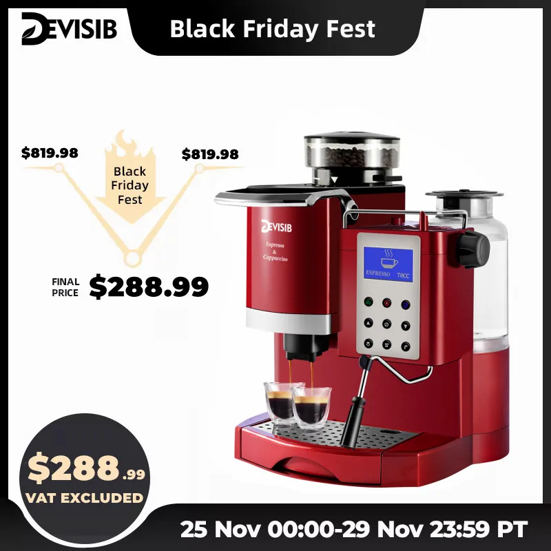 Кофемашина DEVISIB Express Barista с коническими заусенцами устройство для подогрева