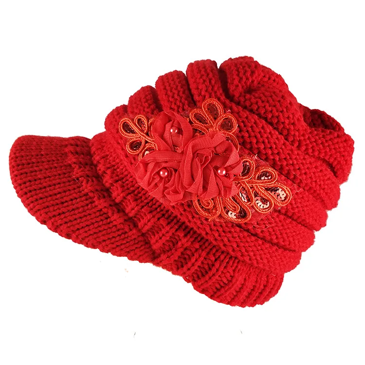 2019 autumn and winter new Europe America Knitted hat women's wool sequin decals earmuffs cap | Аксессуары для одежды