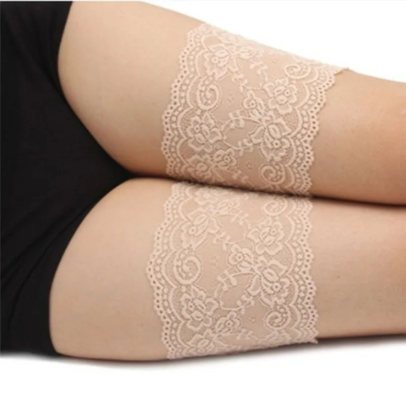 Женские сексуальные кружевные антифрикционные носки до бедер черные белые гетры