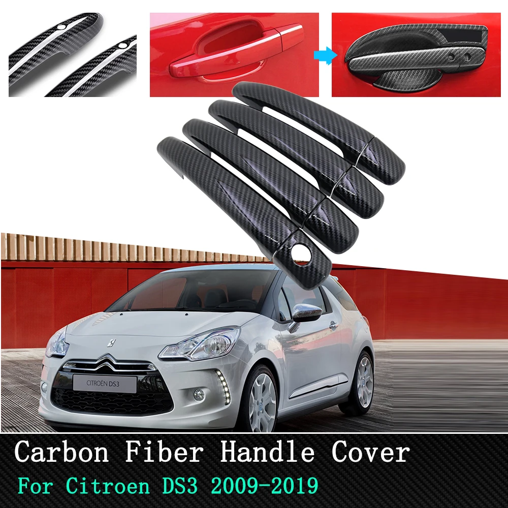 Car Door Handle Cover Fiber Protection Carbon for Citroen DS3 2009 2010 2011 2012 2013 2014 2019 Exterior Shell Automative-Goods |