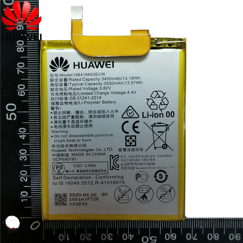 2020 new 100 original battery hb416683ecw rechargeable li ion phone battery for huawei nexus 6p h1511 h1512 3450mahfree tools free global shipping