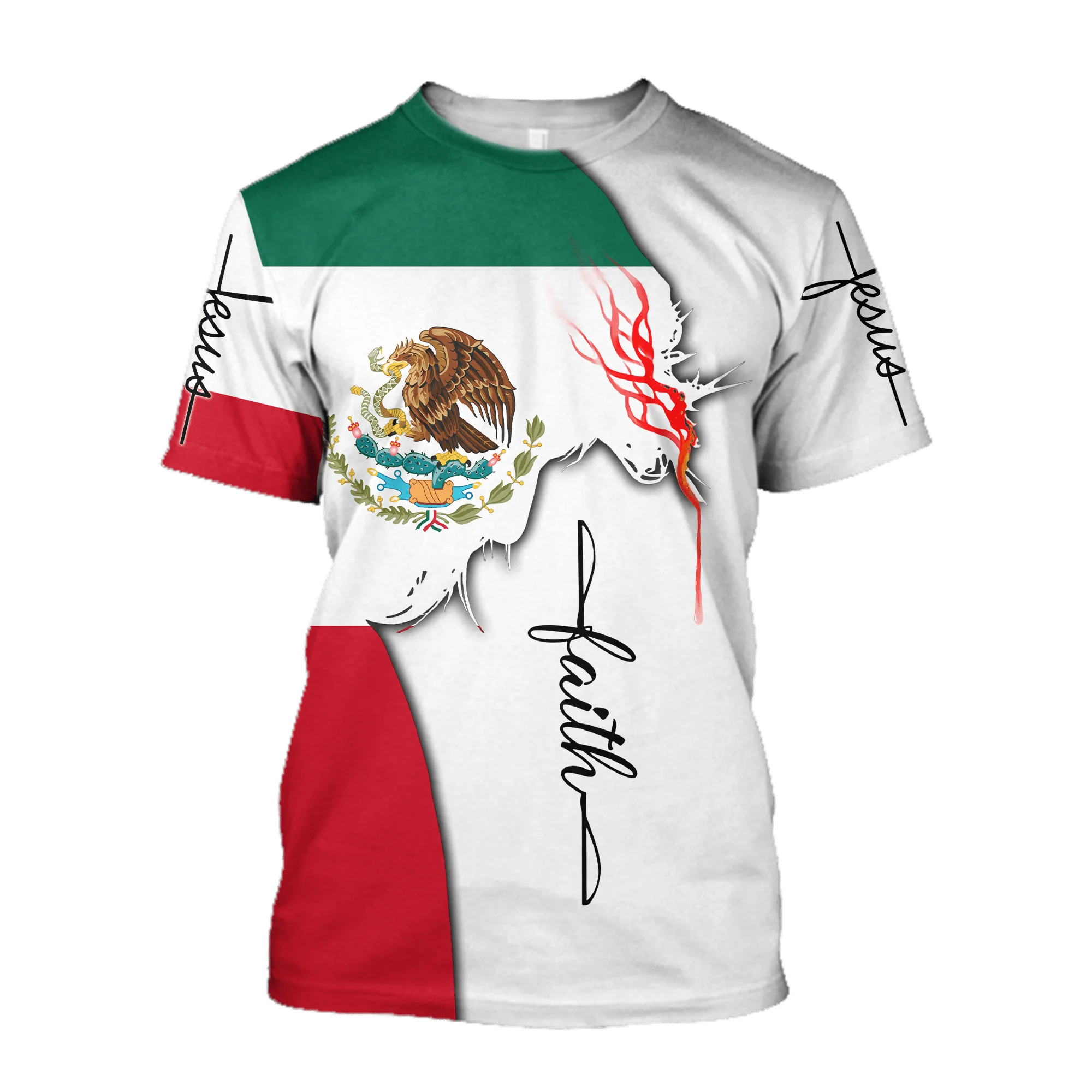 

Mexico Men's T-shirt 3D Printed Jesus Unisex Summer Cool Top One Nation Under God Streetwear Women's Tees t-shirt Dropship