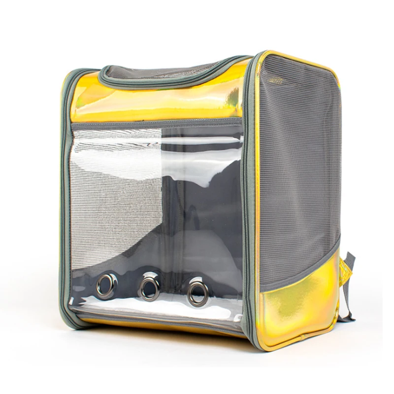 

New Spring Products Go Out Portable Cat Bag Breathable Large Space Transparent Laser Style Pet Backpack