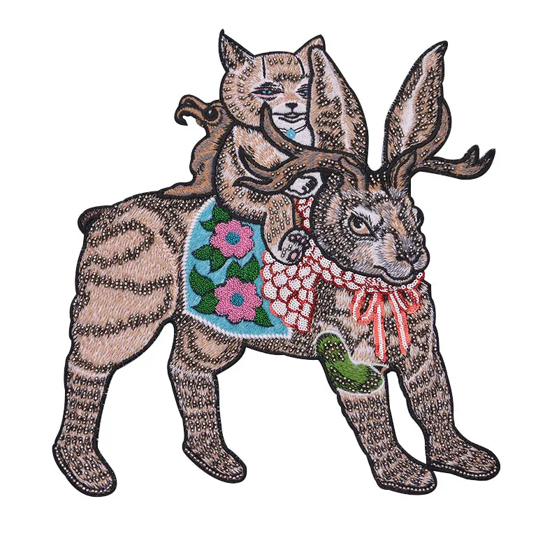 

large embroidery big cats deer patch animal cartoon patches for bag badges appliques clothing FD-3097