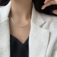silver color choker necklace for women sparkling sexy clavicle chain korean luxurious jewelry temperament necklaces girls