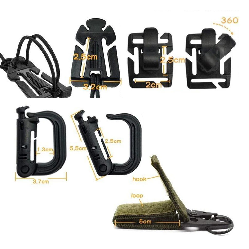 

42pcs/Set Tactical Gear Clips Strap Molle Bag Attachments Tactical Vest Belt Backpack Webbing D Ring Hook Dominators Webbing
