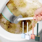 Туалет силиконовая кисть туалет с быстрое высыхание стеклянный держатель для свечей креативная щеточка для чистки с плоской головкой гибкие мягкие щетинки зубной щетки