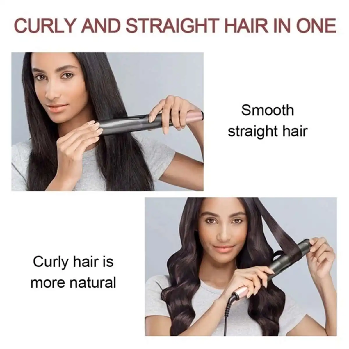 

2 in 1 Ceramic Automatic Hair Curler Straighteners Rotary Curling & Straight Hair Bar Professional Salon Hair Styler Tool