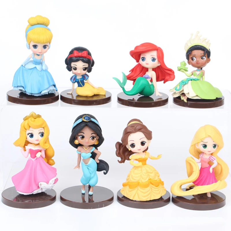 Изысканная Новинка 8 шт./лот Disney Принцесса Q Posket см Фигурки игрушки Жасмин Ариэль