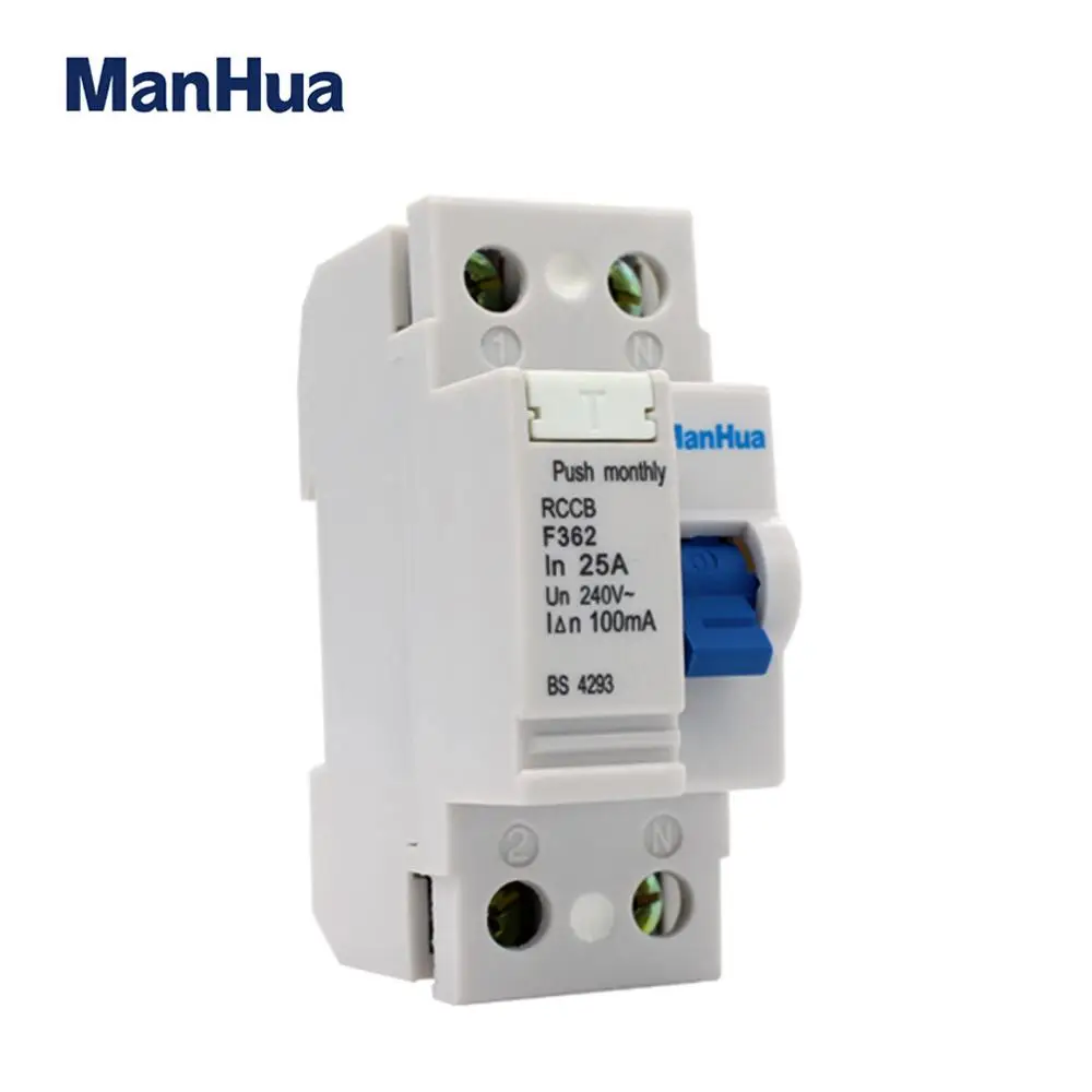 ManHua F362 25A 240VAC 100mA 2P выключатель остаточного тока Электрическая защита от