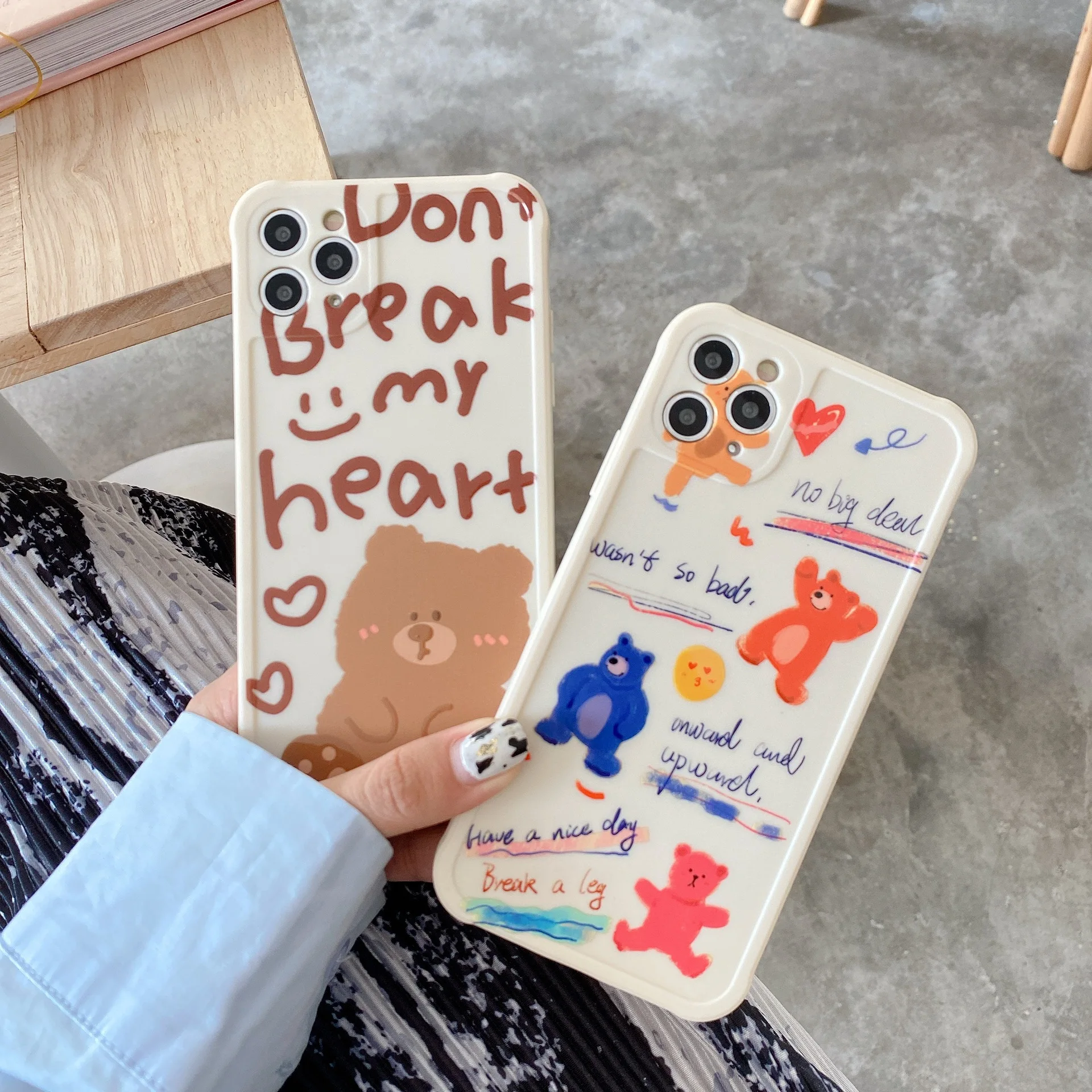 

Retro sweet smile chocolate bear korea Phone Case For iPhone 12 11 Pro max Xr Xs max 7 8 Plus 12 mini 7Plus case Cute Soft cover