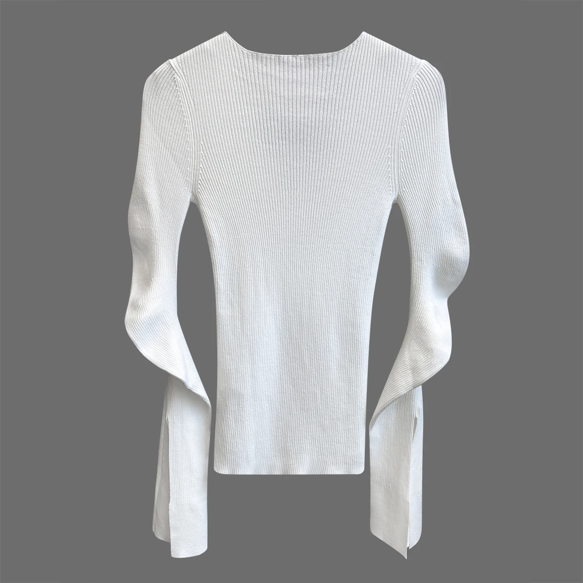 GETSPRING Women Sweater Patchwork V-Neck Flare Sleeve Sweaters Pullovers Black White Vintage Knit 2020 New | Женская одежда